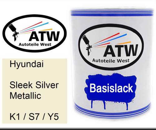 Hyundai, Sleek Silver Metallic, K1 / S7 / Y5: 1L Lackdose, von ATW Autoteile West.